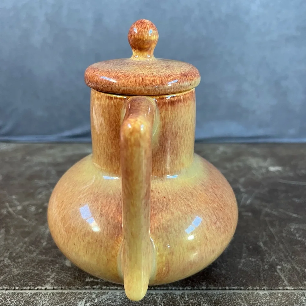 Franciscan El Patio Pottery Jug Orange w/ Lid Gloss Syrup / Hot Water *See Desc*